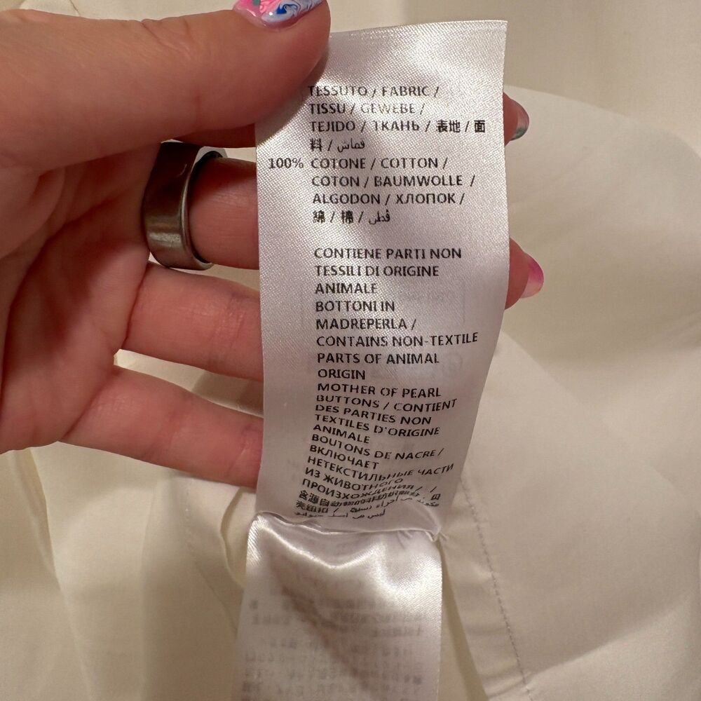 Stella McCartney Silky Cotton Mother of Pearl Ruffled Bouse Shirt Cream 40 US 8 - Picture 10 of 12